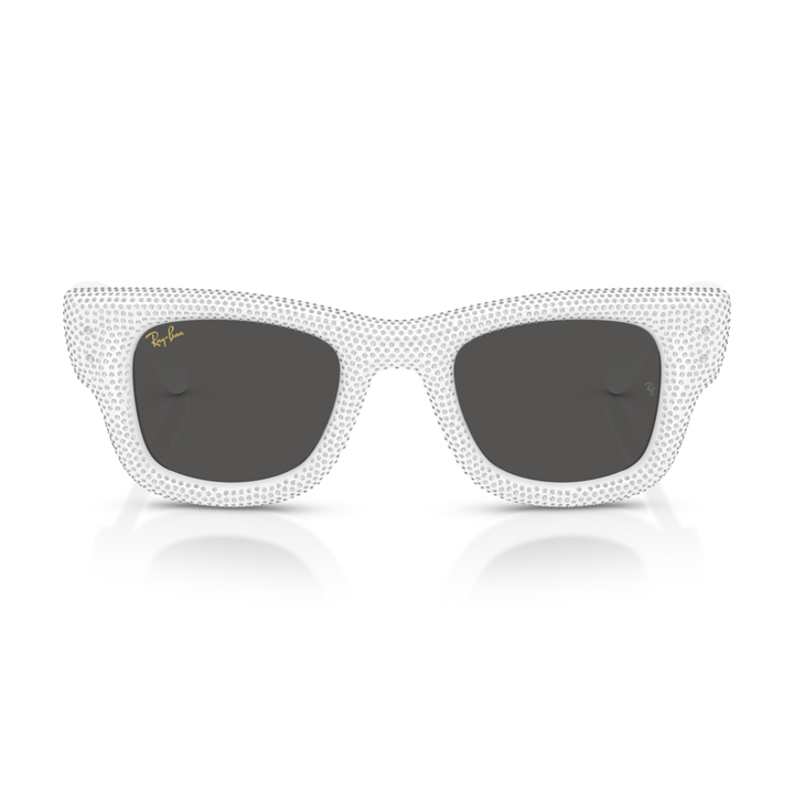 Ray Ban X A$AP Rocky Wayfarer Puffer Swarovski Crystal Pavè Edition Polished White & Strass Pave Frame/Ultra Black Lenses