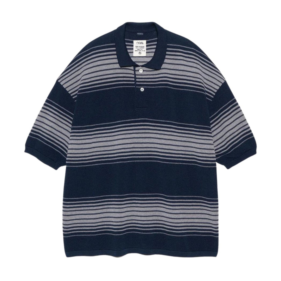 Nanamica Men's Stripe Polo Short Sleeve Sweater Navy - 10050777 - West NYC