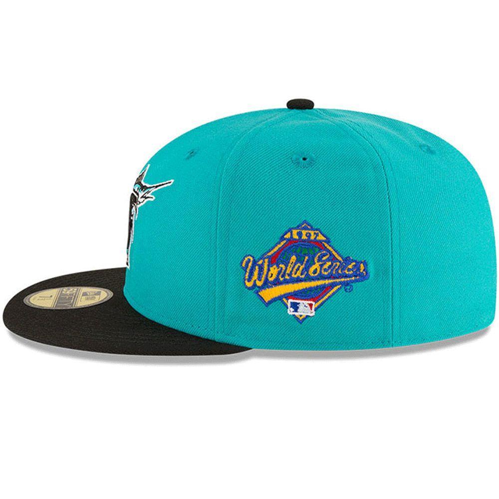 New Era 59FIFTY Jae Tips Forever Miami Marlins 1997 World Series Patch Hat- Pink, Lime Green Pink/Lime Green / 7 5/8