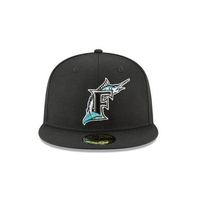 NEW ERA 59-FIFTY FLORIDA MARLINS BLACK COOPERSTOWN WOOL FITTED-6 1/2-BLACK-7730171-West NYC