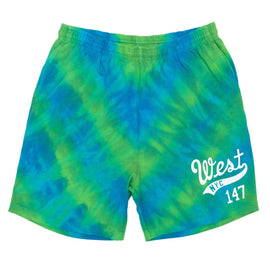 West NYC Logo Tie Dye Green Blue Shorts - 10029174 - West NYC